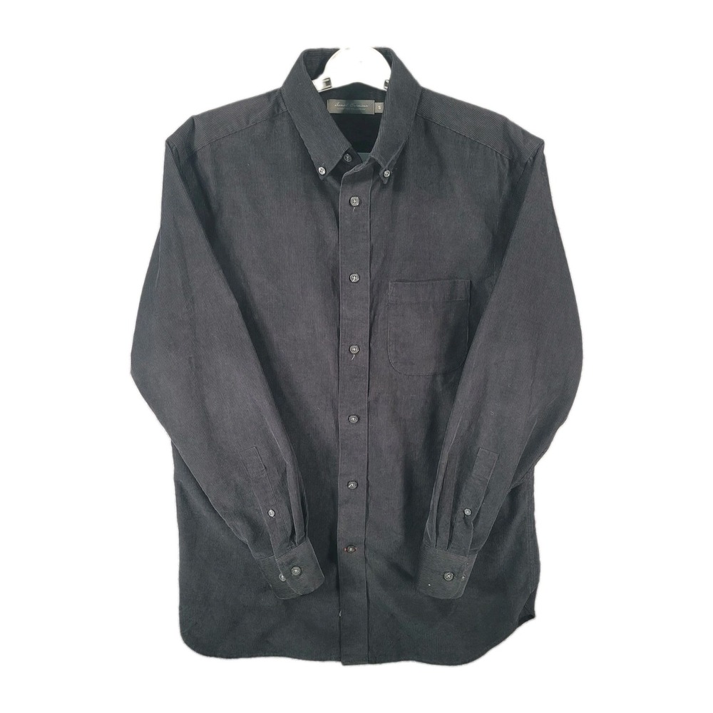 Daniel Cremieux Signature Corduroy Shirt Black Mens Small Button Up Long Sleeve